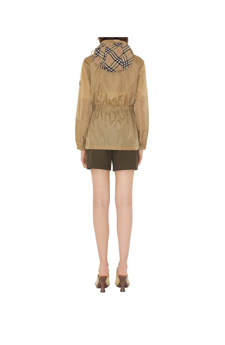 Burberry Short Checker-tape Nylon Parka, Alternate, color, Flax