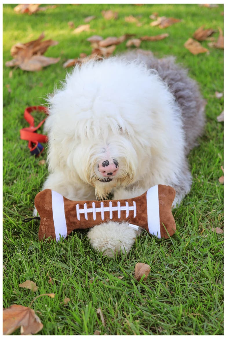 Power Plush Football Bone Pet Toy, Alternate, color, BROWN
