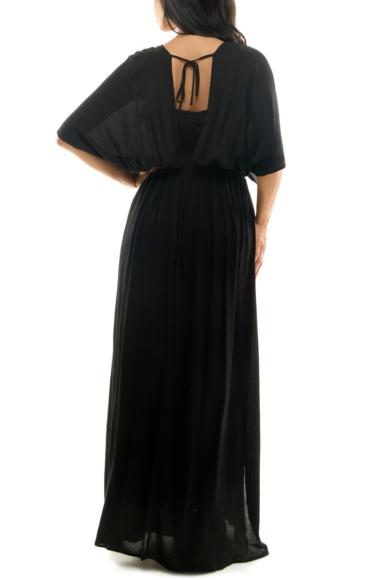 Nina Leonard V-Neck Smocked Waist Maxi Dress, Alternate, color, 