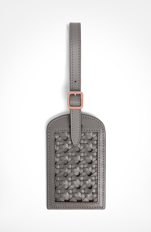 Aviteur Paglia Di Vienna Weave Calfskin Luggage Tag In Gray