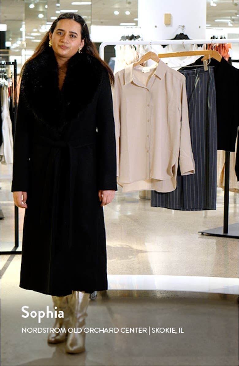 Wool Blend Coat with Removable Faux Fur Collar, sales video thumbnail