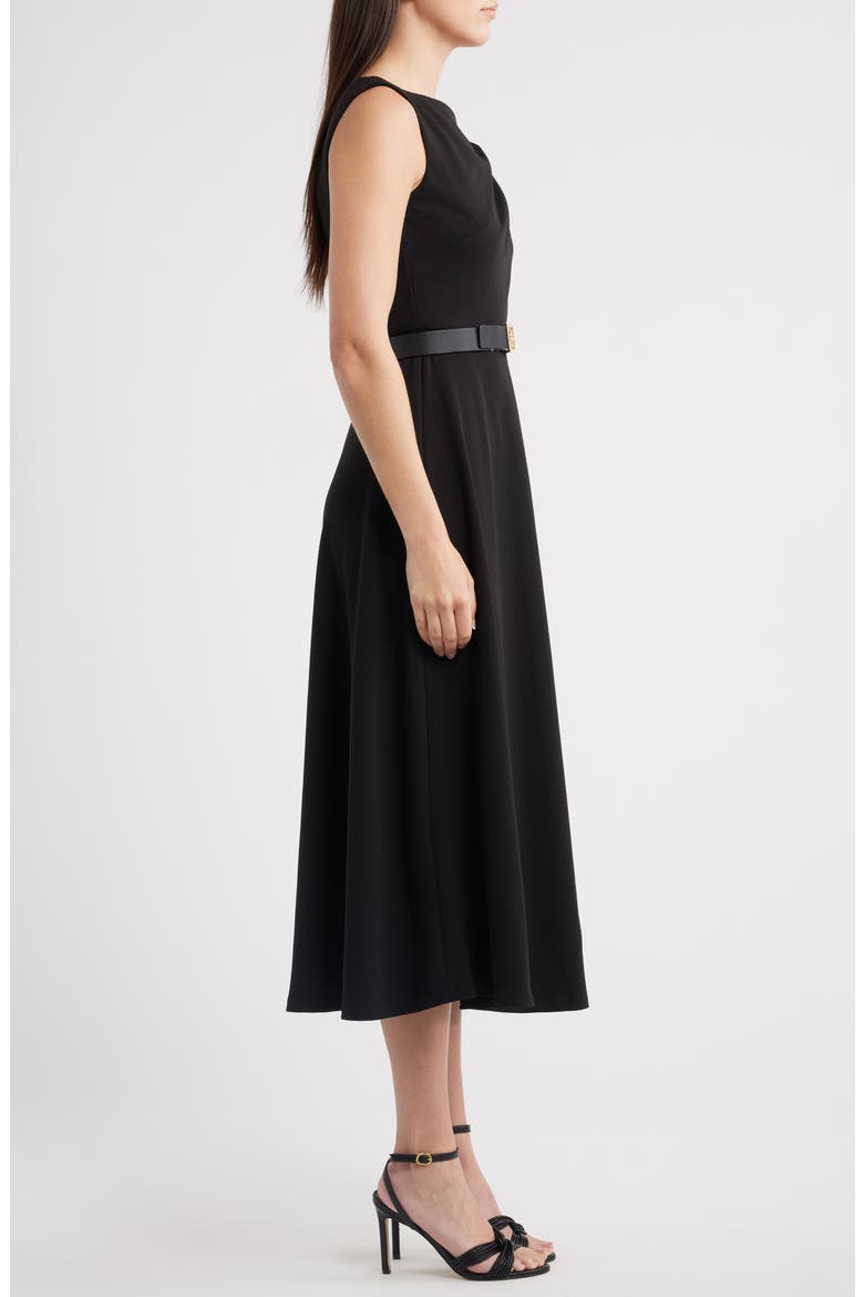Pleated Asymmetric Belted Dress, Alternate, color, ANNE BLACK