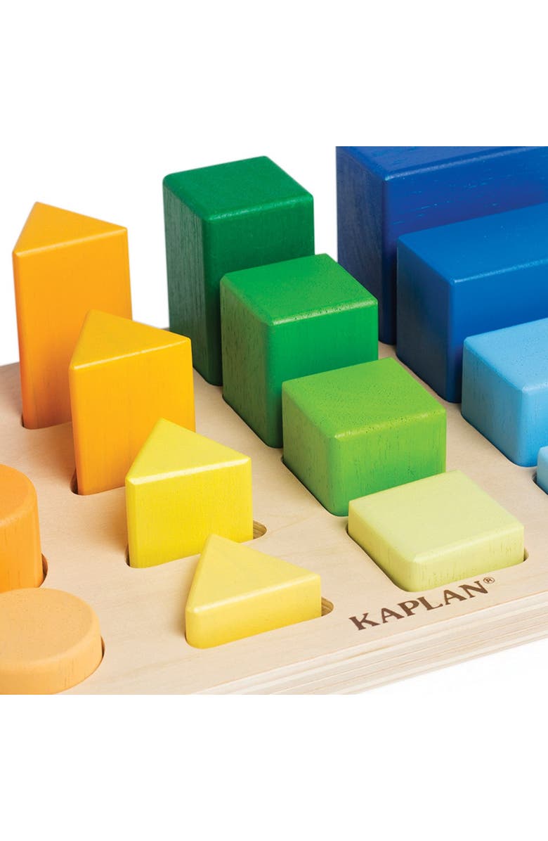 Kaplan Early Learning Company Wooden Colorful Shape and Height Sorter, Alternate, color, Multicolor