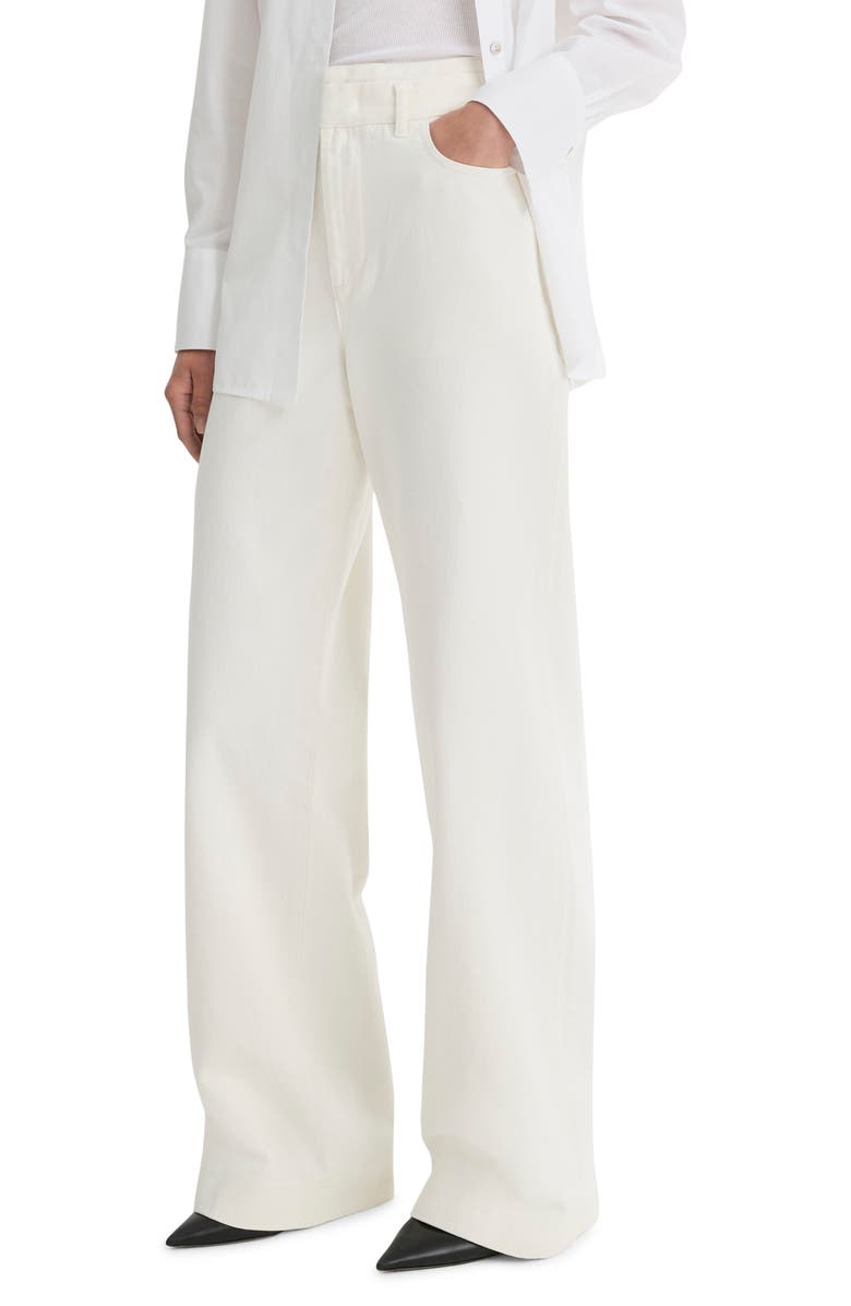 Vince Double Waist Cotton Twill Pants, Main, color, Off White