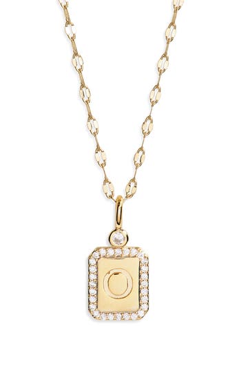 Leith Initial Pendant Necklace In O- Clear- Gold