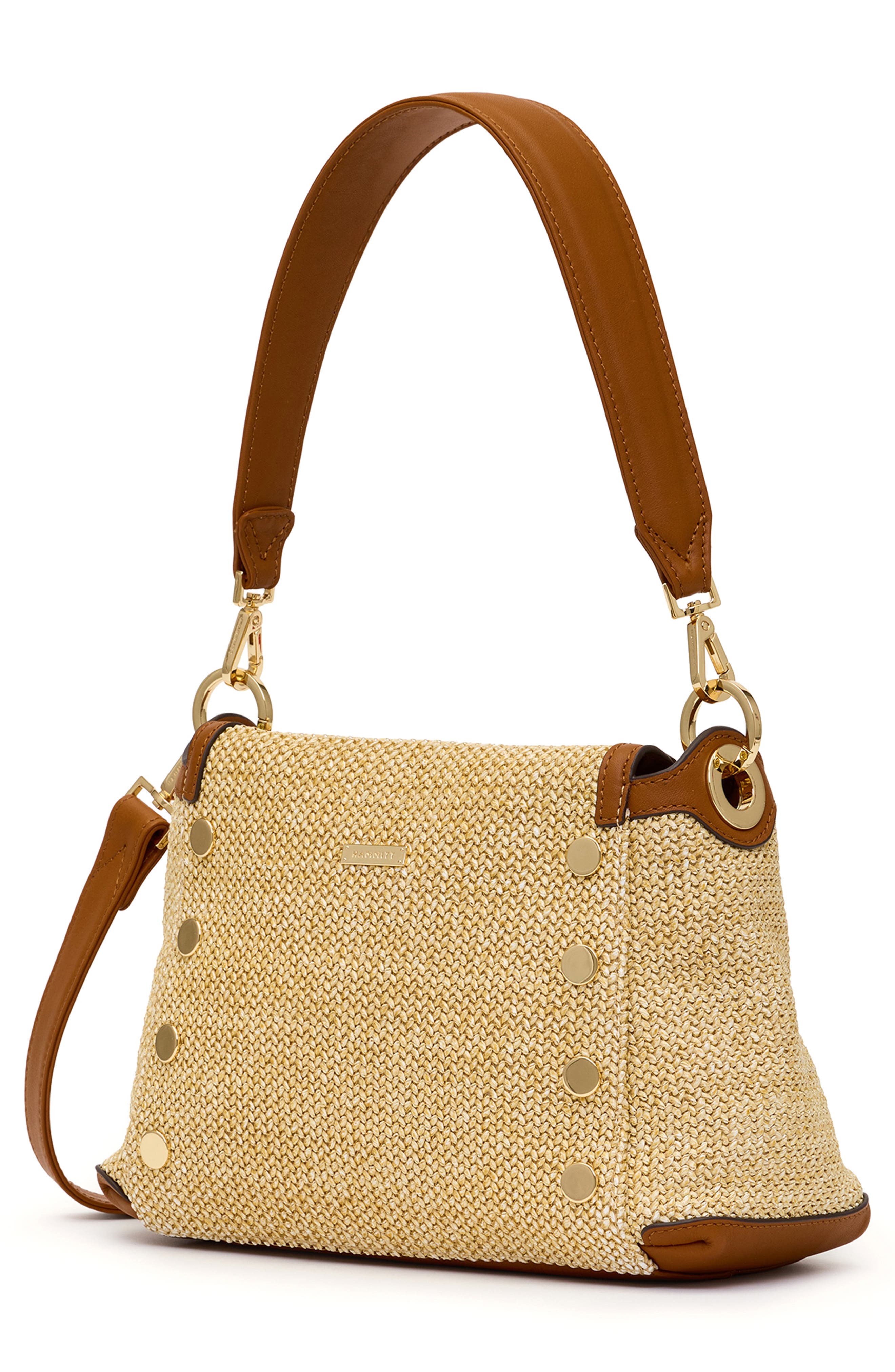 HAMMITT Bryant Medium Shoulder Bag, Alternate, color, Cocoa Raffia/ Gold