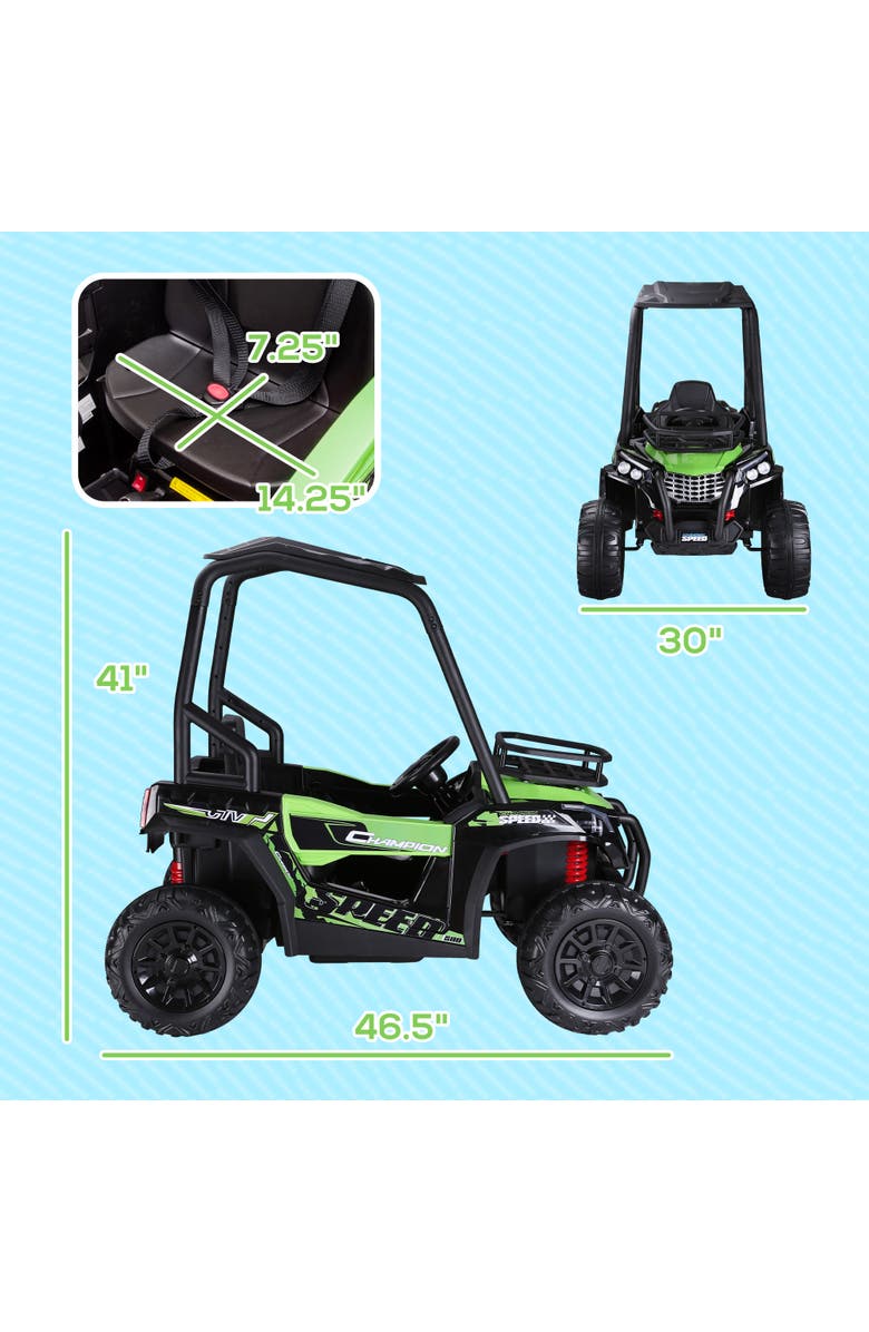 Aosom 12V Kids UTV with Remote Control, Suspension System, Alternate, color, Green