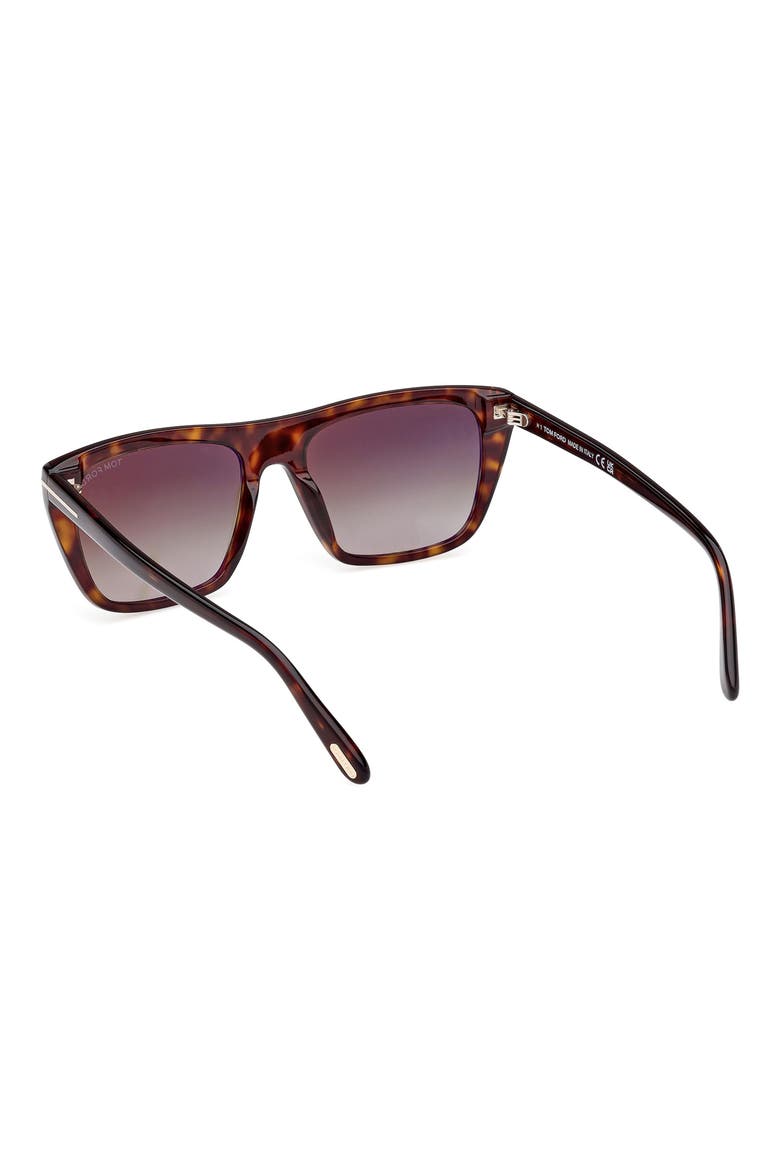 56mm Rectangular Sunglasses, Alternate, color, DARK HAVANA / GRADIENT SMOKE