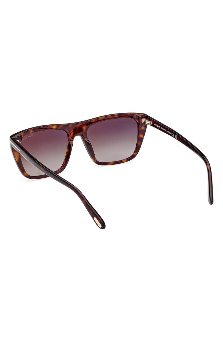 TOM FORD 56mm Rectangular Sunglasses, Alternate, color, Dark Havana / Gradient Smoke