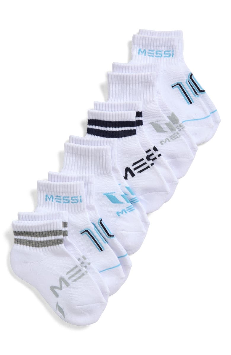 Messi Kids' 6-Pack Logo Quarter Ankle Socks, Main, color,