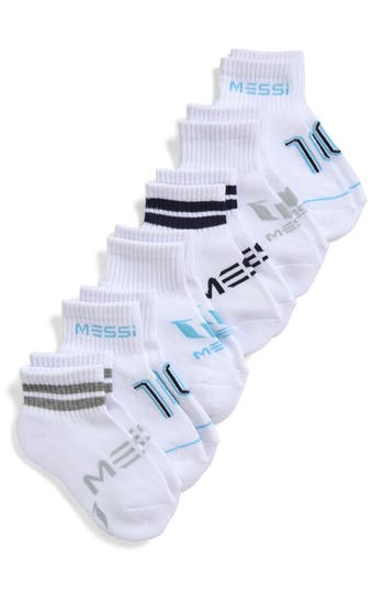Messi Kids' 6-pack Logo Quarter Ankle Socks In White