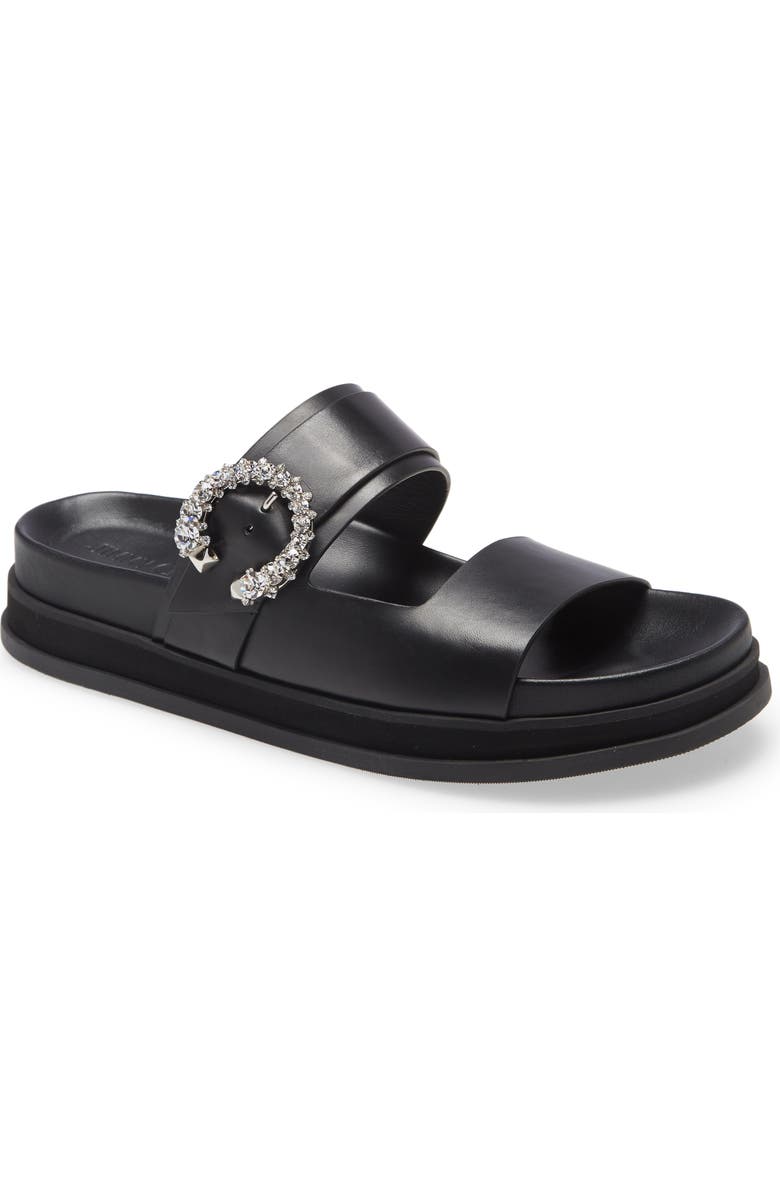 Jimmy Choo Marga Crystal Buckle Flat Sandal, Main, color,