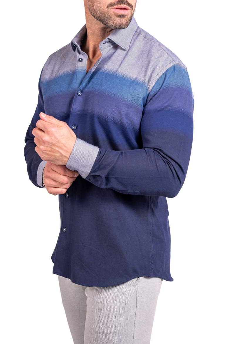 Fibonacci Ascension Contemporary Fit Button-Up Shirt, Alternate, color, BLUE