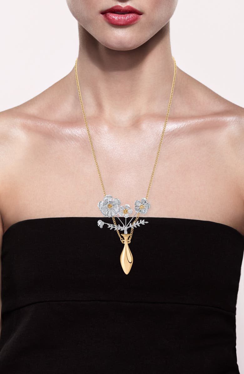 JARDIN Floral Vase Pendant Necklace, Alternate, color, Gold/ Silver