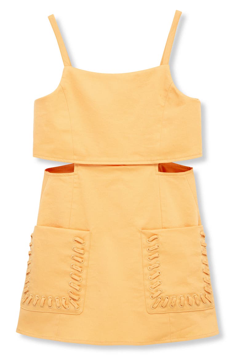 Kids' Cutout Stretch Cotton Romper, Main, color, ORANGE