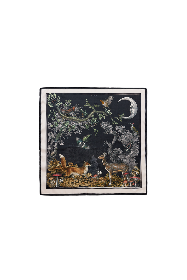 A Night's Tale Narrative Square Scarf, Main, color, Black
