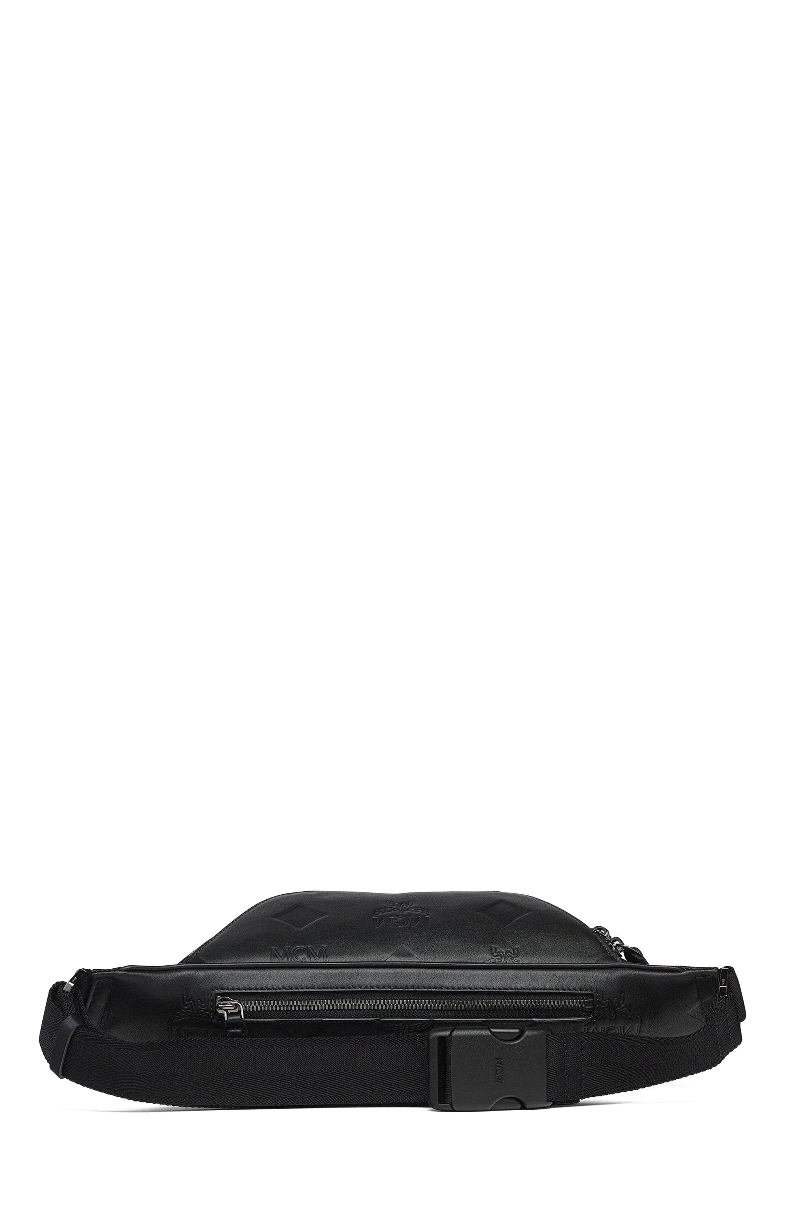 MCM Medium Fursten Belt Bag in Maxi Monogram Leather, Alternate, color, Black