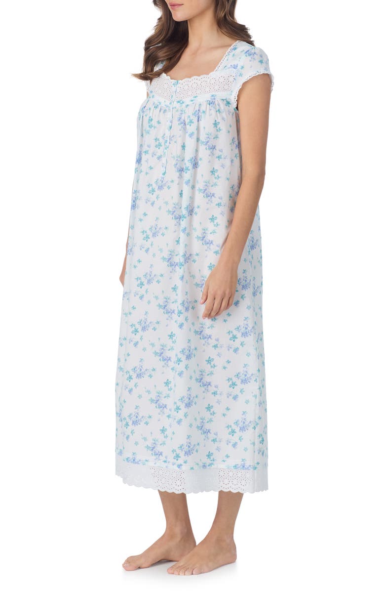 Eileen West Cotton Ballet Nightgown, Alternate, color, White/ Floral
