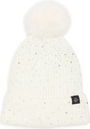 Nanette Lepore Scattered Rhinestone Beanie with Faux Fur Pompom