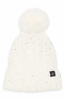 Nanette Lepore Scattered Rhinestone Beanie with Faux Fur Pompom