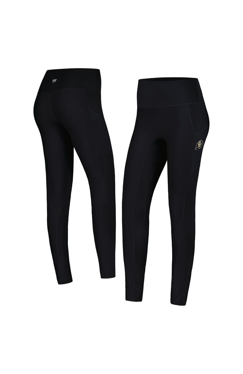 KADYLUXE Women's Black Colorado Buffaloes 7/8 Mixed Media Pocket iLeggings, Main, color, Black