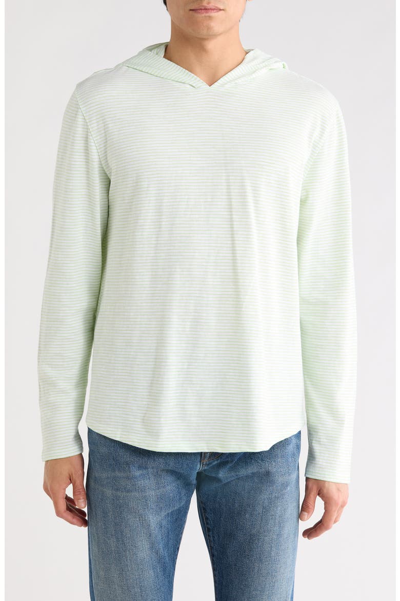 Stripe Slub Cotton Hoodie, Main, color, OPTIC WHITE/ JADE STONE