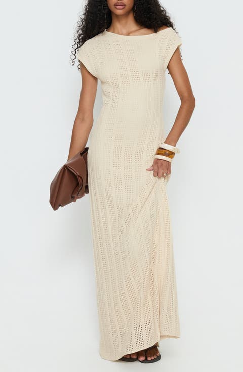 Break My Soul Cap Sleeve Pointelle Maxi Dress