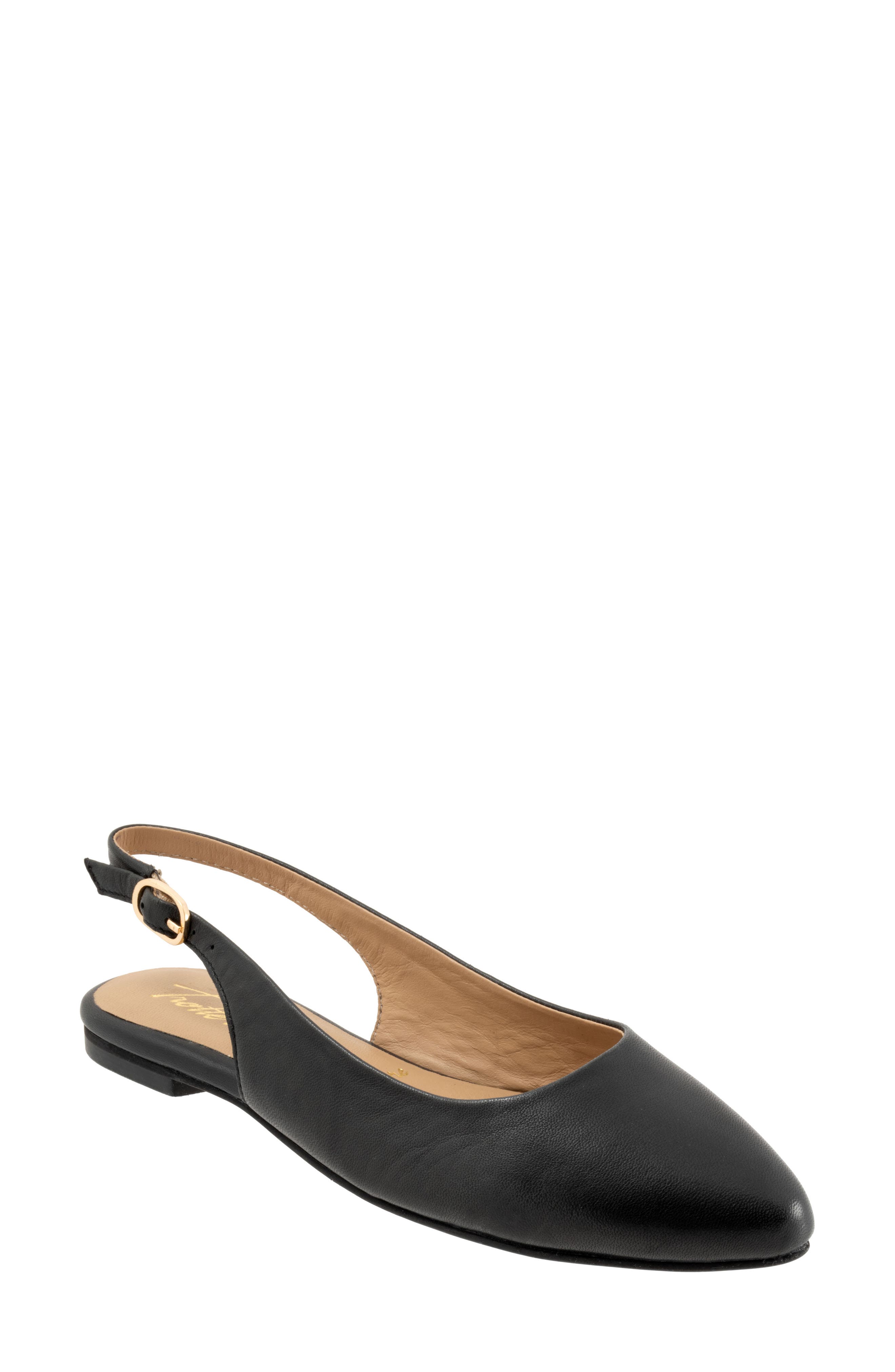 Trotters Evelyn Pointed Toe Slingback Flat - Multiple Widths Available, Main, color, Black