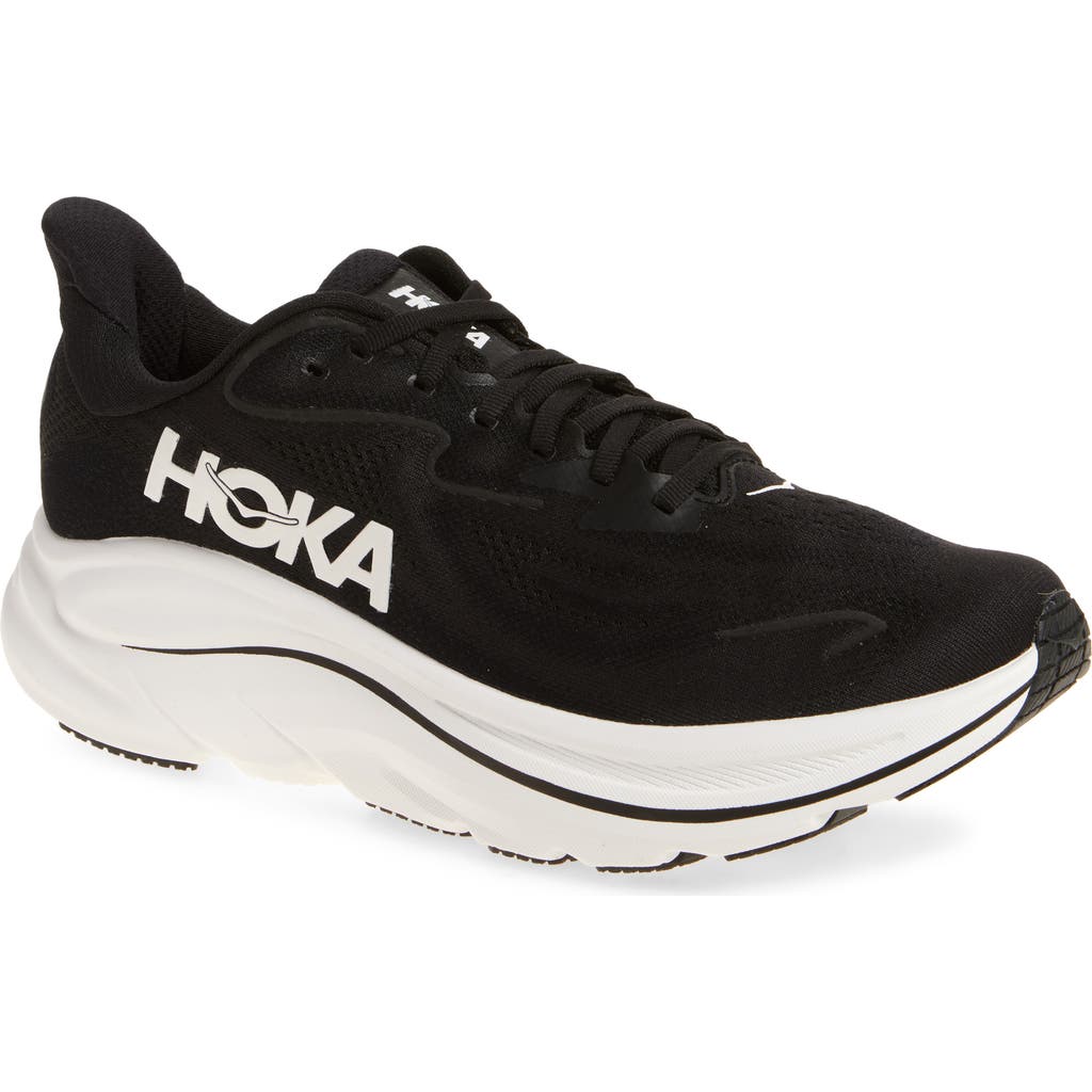 Hoka Clifton 10 Rubber-trimmed Jacquard Running Sneakers In Black