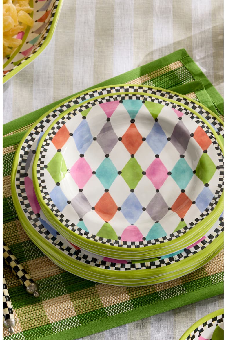 Palm Springs Set of 4 Melamine Dinner Plates, Alternate, color, WHITE MULTI