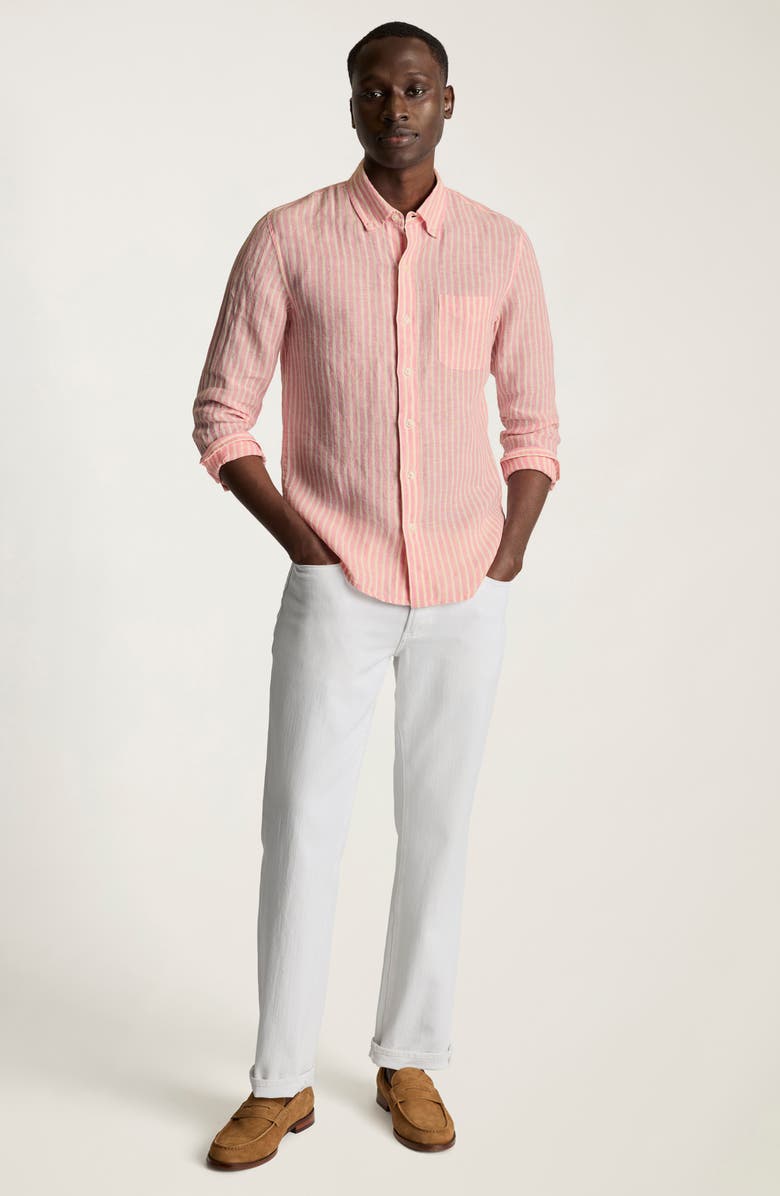 Bonobos Slim Fit Stripe Linen Button-Down Shirt, Alternate, color, 