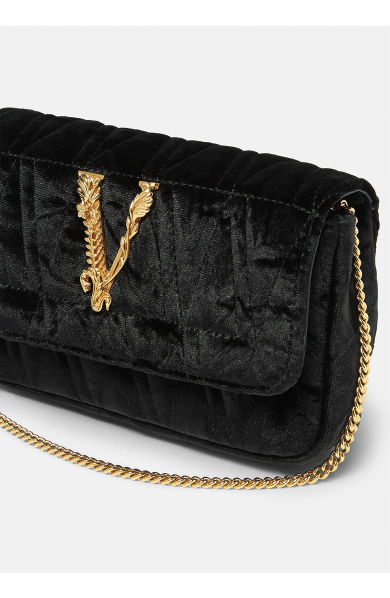 Versace Mini Virtus Quilted Velvet Evening Bag, Alternate, color,