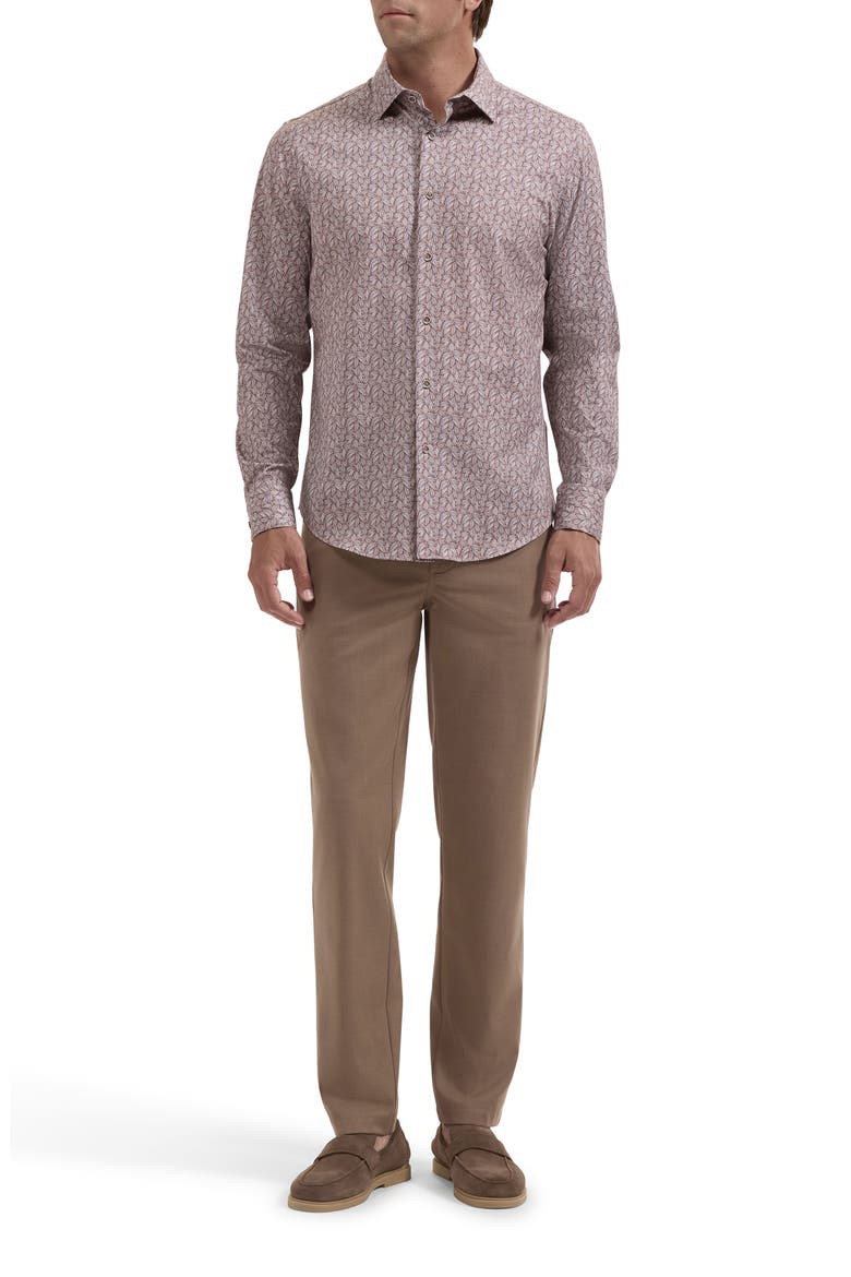 James OoohCotton® Leaf Print Button-Up Shirt, Alternate, color, SIENNA