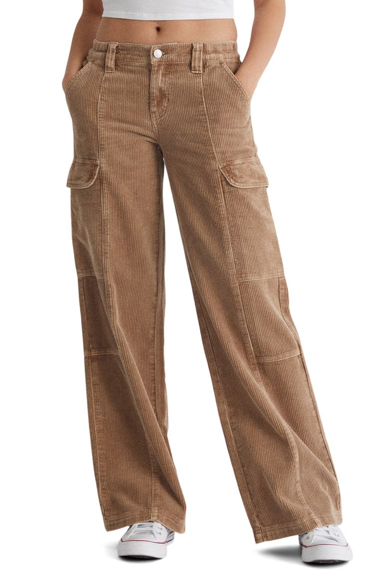Low Rise Wide Leg Corduroy Pants, Main, color, PINE BARK