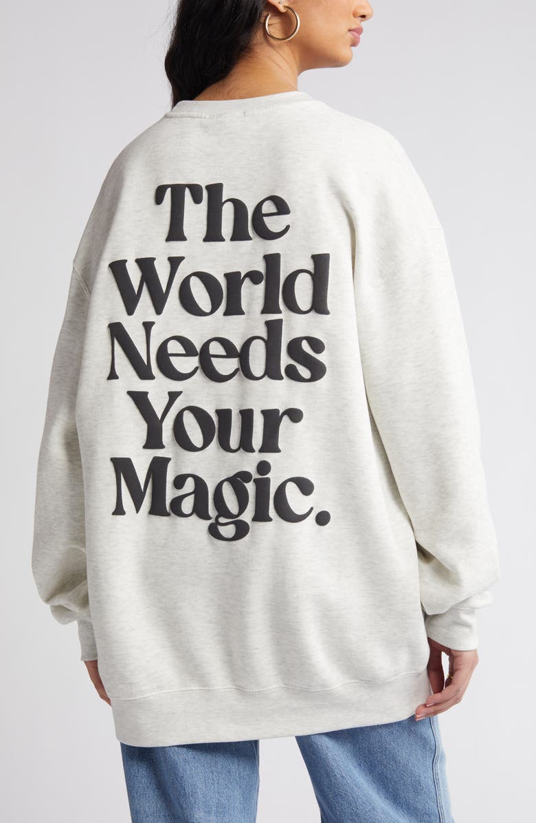 Dressed in Lala The World Needs Your Magic Sweatshirt, Alternate, color, Oatmeal