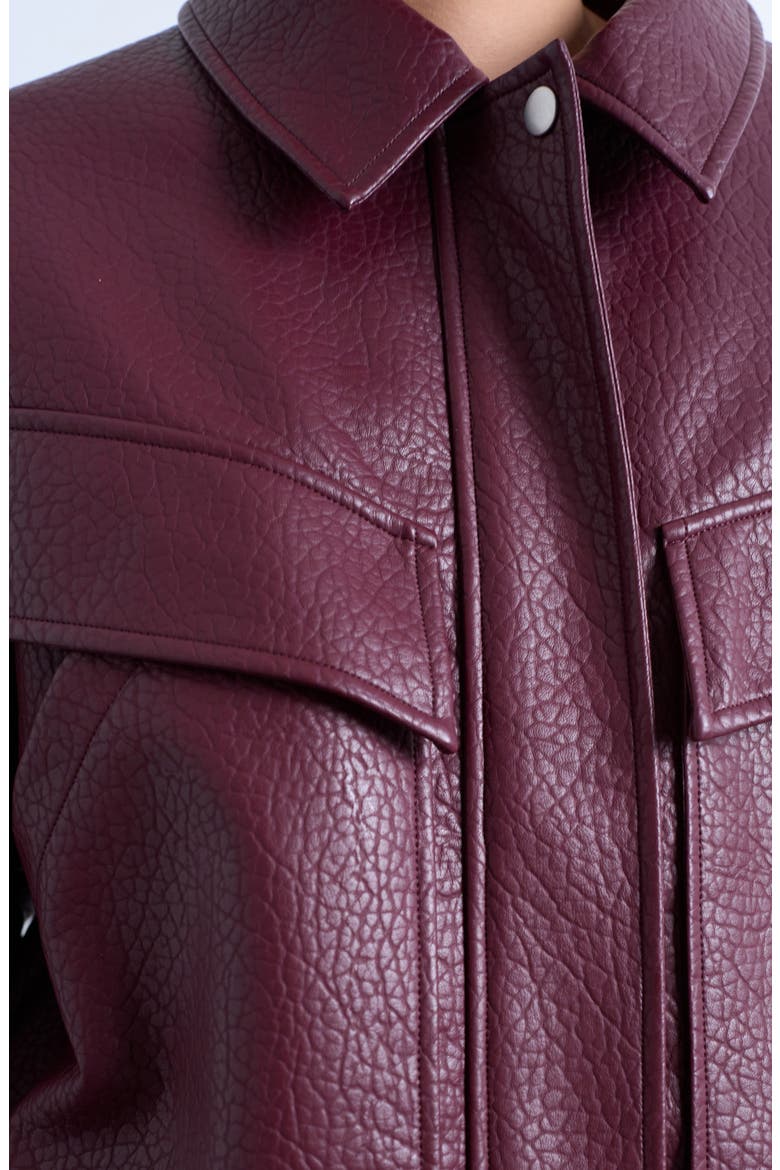 Bubble Boxy Faux Leather Jacket, Alternate, color, BURGUNDY