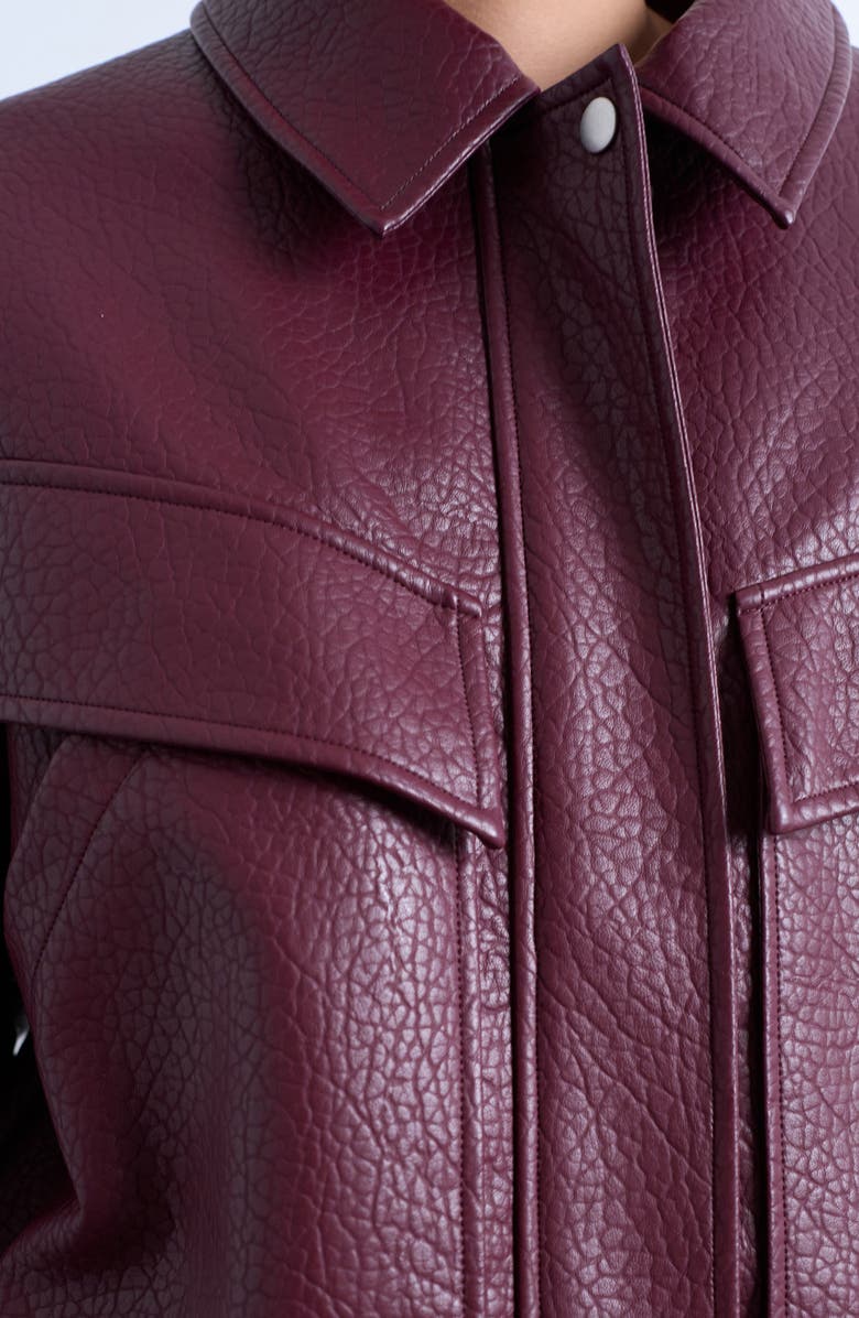 Topshop Bubble Boxy Faux Leather Jacket, Alternate, color, Burgundy