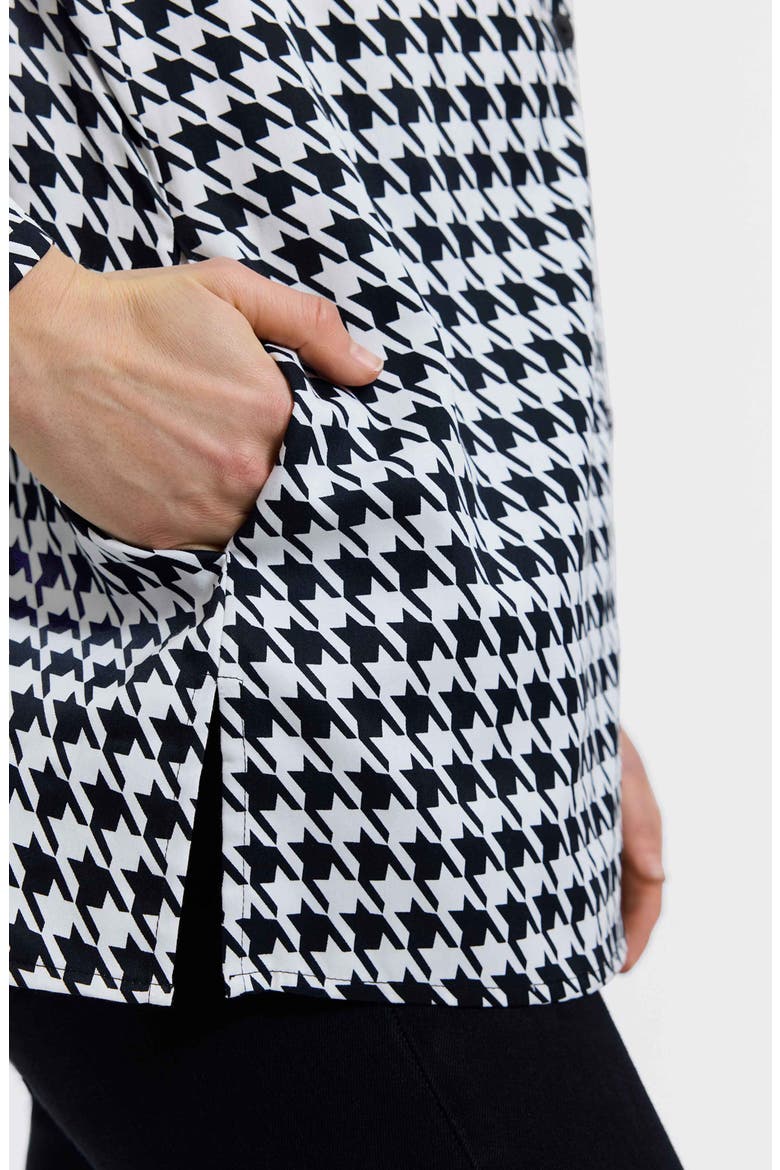 Carolina Houndstooth Print Cotton Button-Up Shirt, Alternate, color, BLACK/ WHITE