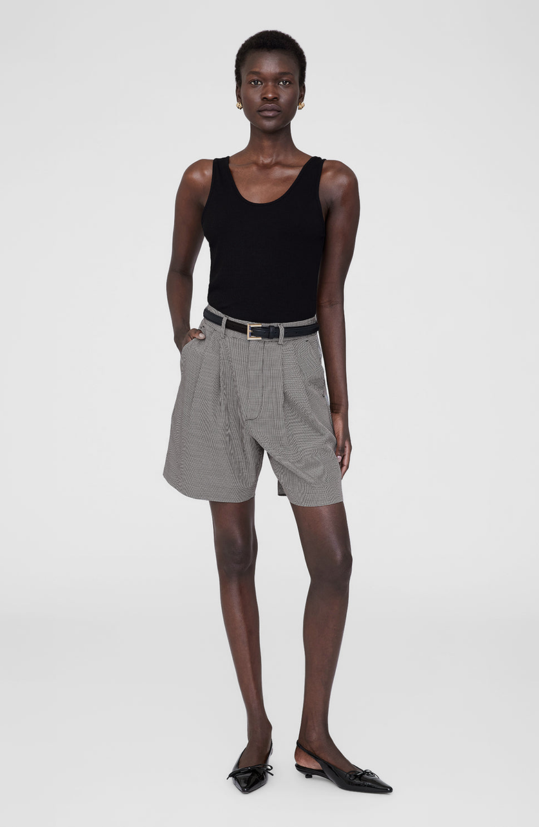 ANINE BING Carrie Short, Main, color, Black / White Houndstooth