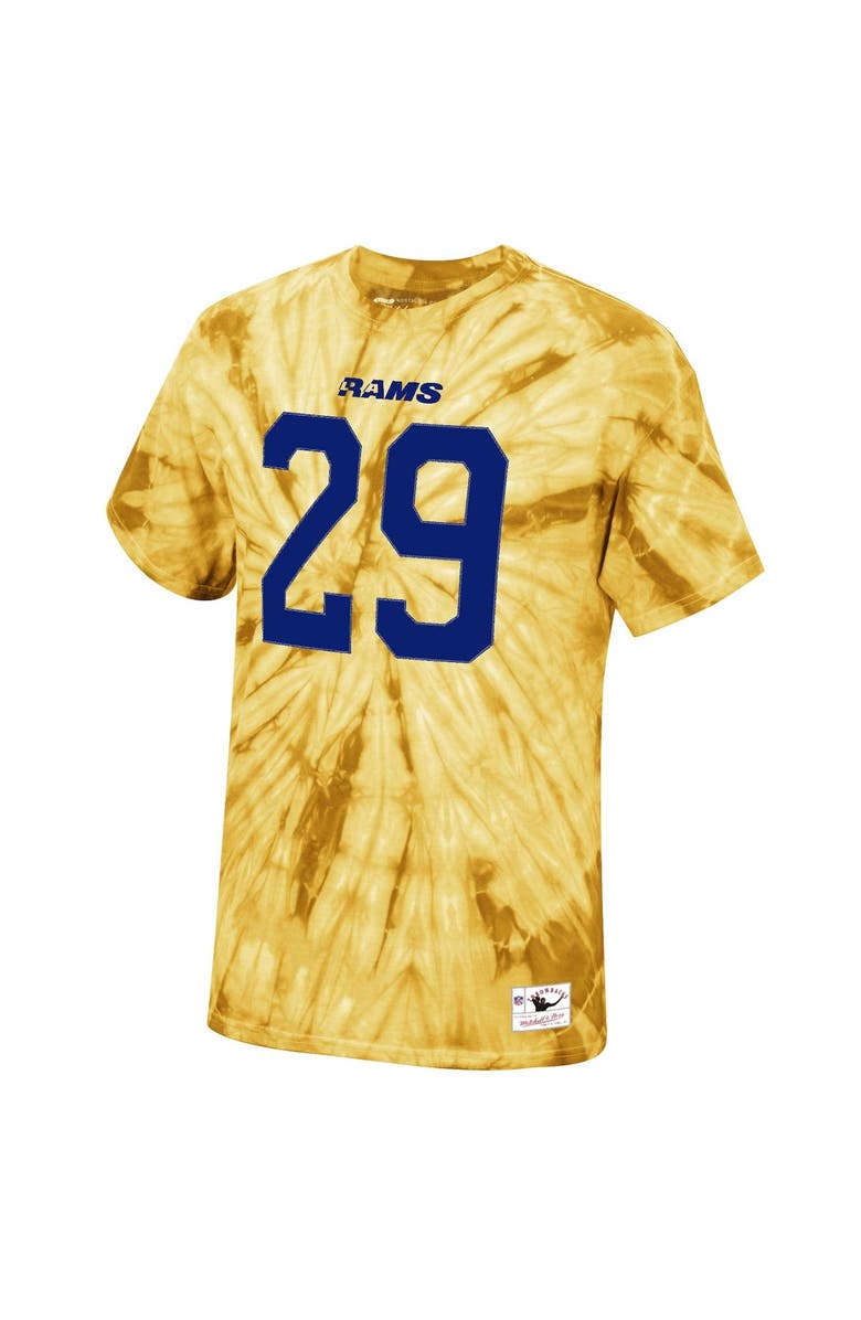 Mitchell & Ness Men's Mitchell & Ness Eric Dickerson Gold Los Angeles Rams Tie-Dye Retired Player Name & Number T-Shirt, Alternate, color, 