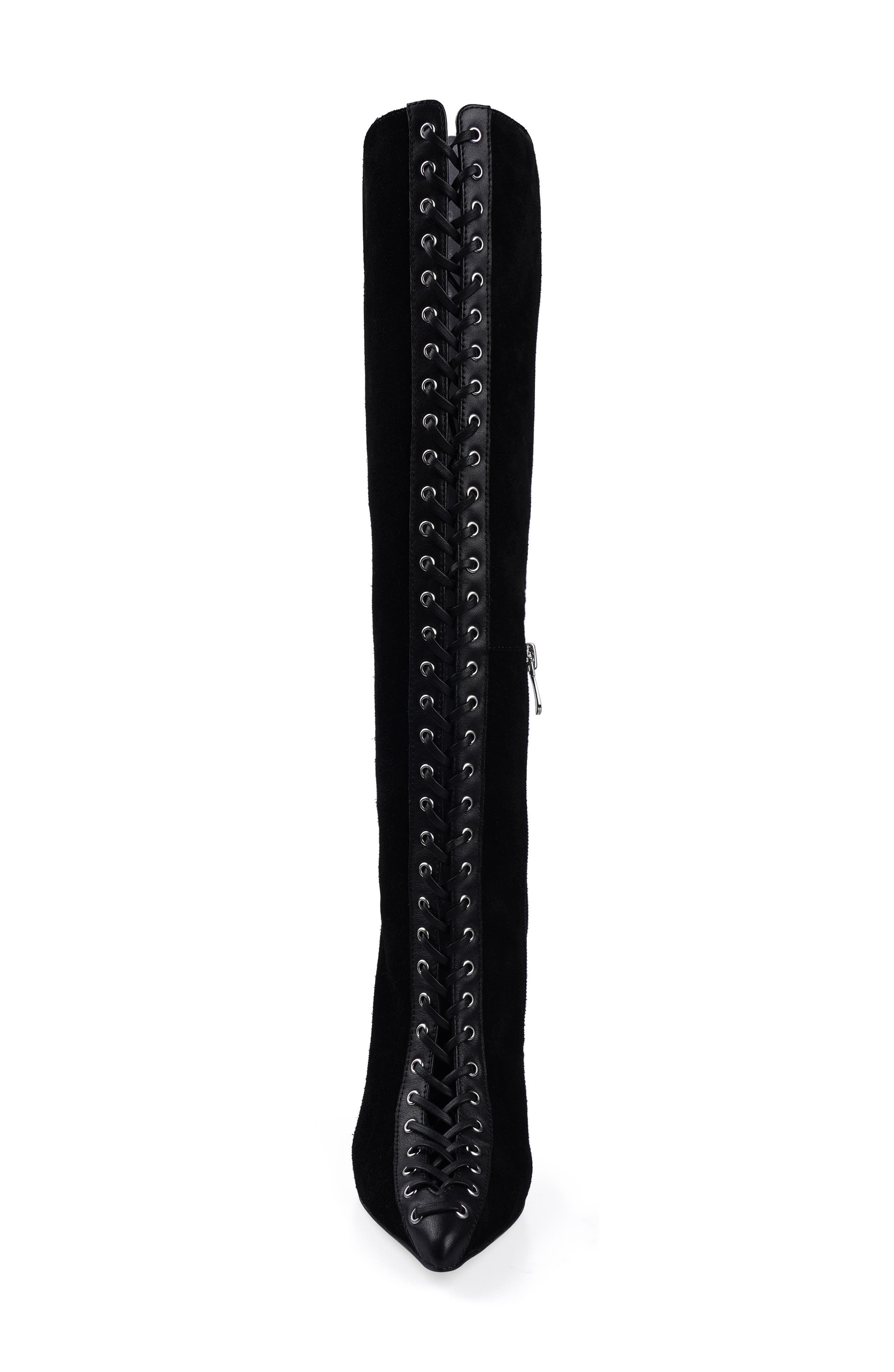ZIGI Rudy Pointed Toe Lace Up Knee High Boot, Alternate, color, Black