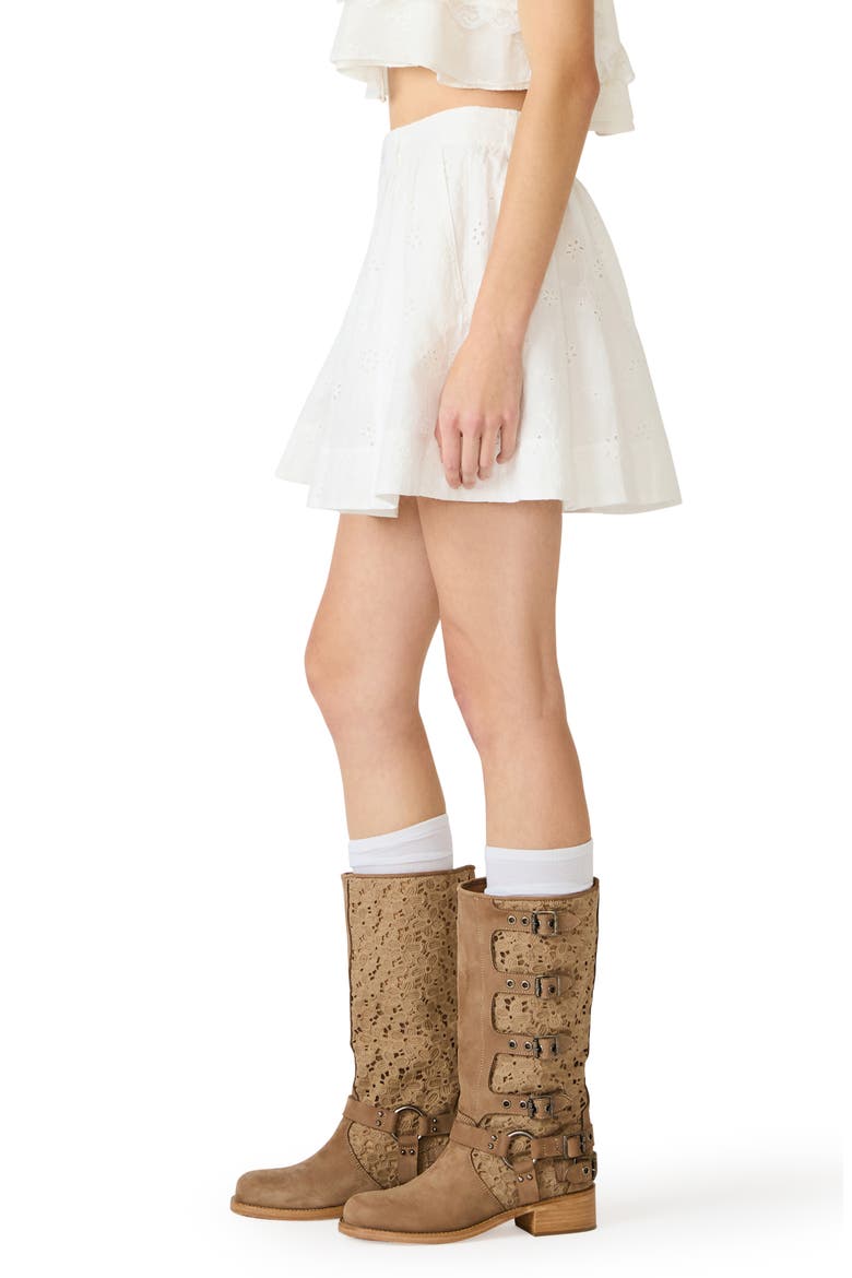Vanny Floral Eyelet Cotton Miniskirt, Alternate, color, WHITE
