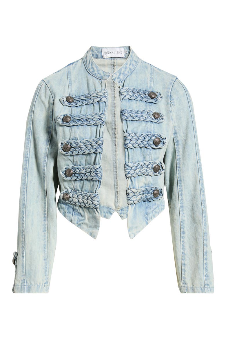 Nadja Denim Military Jacket, Alternate, color, BLUE
