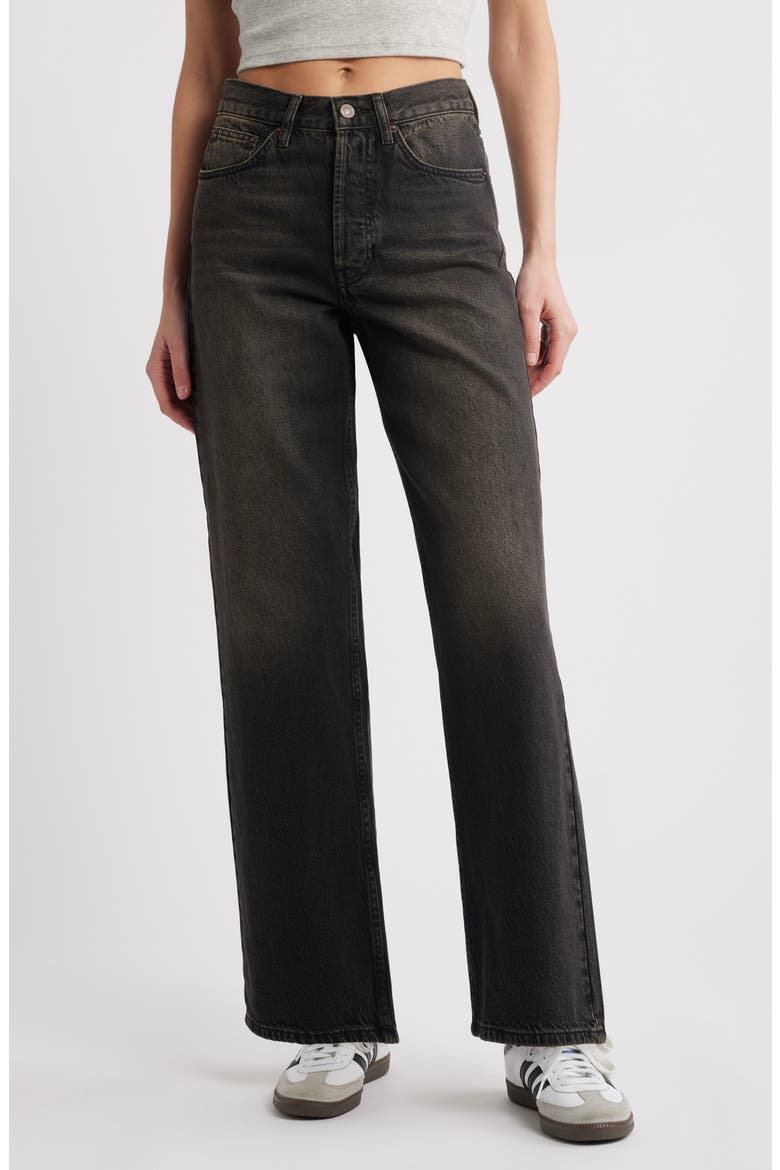 Wide Leg Column Jeans, Main, color, BLACK
