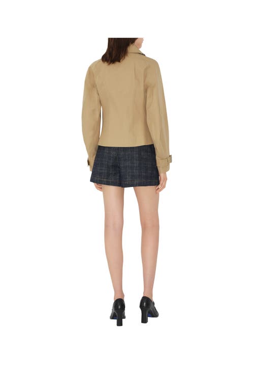 Burberry Cropped Cotton Trench Jacket In Brown