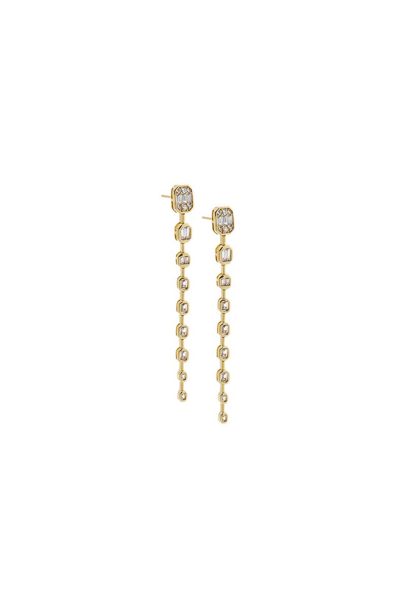 BY ADINA EDEN CZ Emerald Bezel Set Drop Stud Earring, Main, color, Gold
