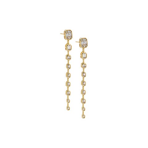 CZ Emerald Bezel Set Drop Stud Earring