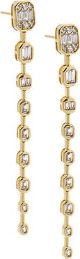 BY ADINA EDEN CZ Emerald Bezel Set Drop Stud Earring