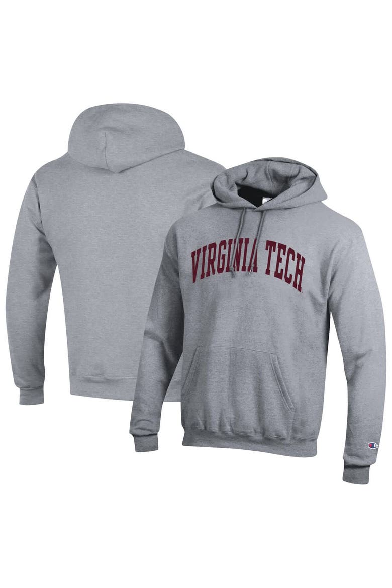 Men's Champion  Heather Gray Virginia Tech Hokies Basic Arch Fleece Pullover Hoodie, Main, color, Heather Gray