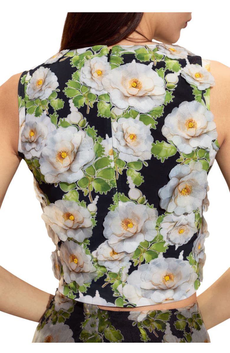 Cynthia Rowley Cornelia Flower Applique Top, Alternate, color, Black Floral